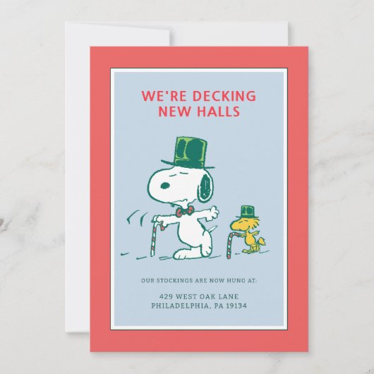 Snoopy Hoedje Pepermunt Snoepjes Feestdagenkaart (Voorkant)