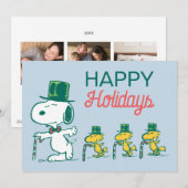 Snoopy Hoedje Pepermunt Snoepjes Feestdagenkaart (Voorkant / Achterkant)