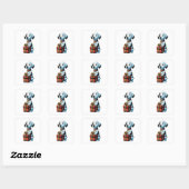 Snoopy hond met een doos geschenken vierkante sticker (Vel)