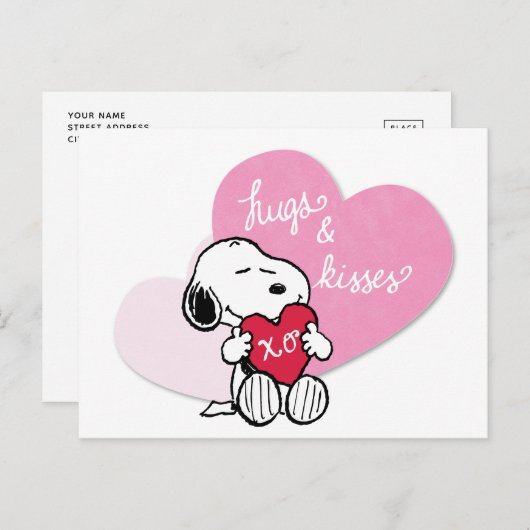 Snoopy Hugs & Kisses Briefkaart (Voorkant / Achterkant)