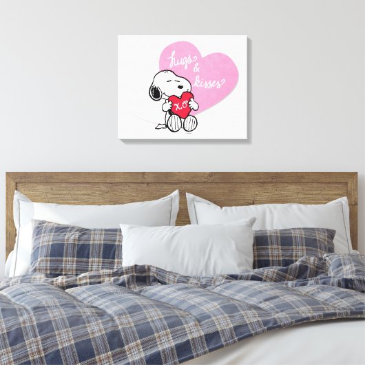 Snoopy Hugs & Kisses Canvas Afdruk (Insitu (Slaapkamer))