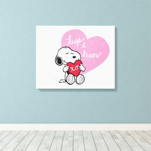 Snoopy Hugs & Kisses Canvas Afdruk (Insitu (Houten vloer))