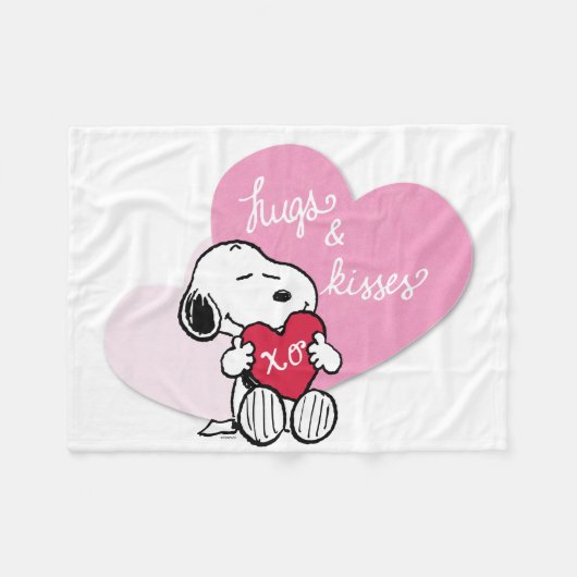 Snoopy Hugs & Kisses Fleece Deken (Voorkant (Horizontaal))