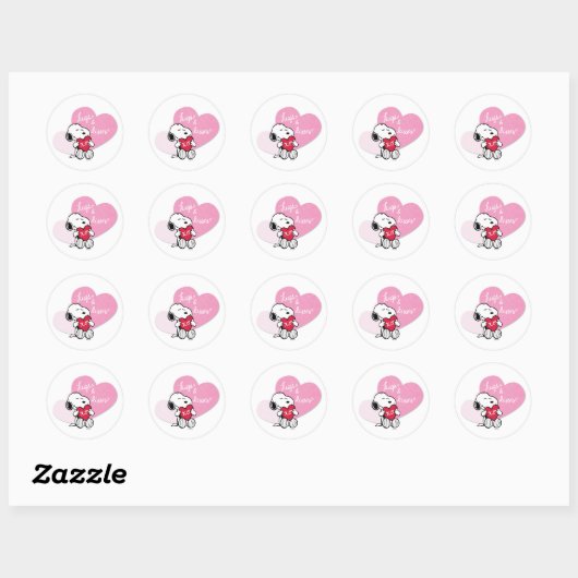Snoopy Hugs & Kisses Ronde Sticker (Vel)