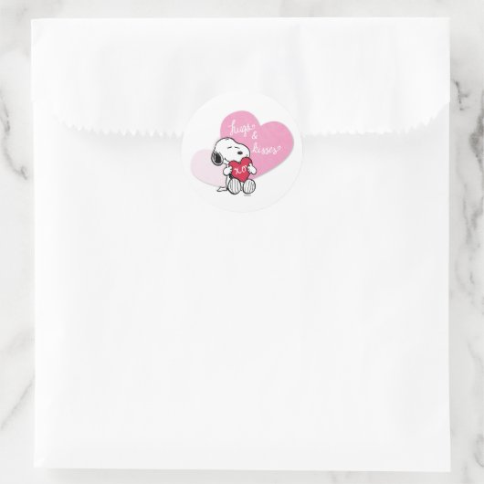 Snoopy Hugs & Kisses Ronde Sticker (Tas)