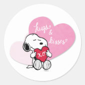 Snoopy Hugs & Kisses Ronde Sticker (Voorkant)