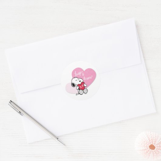 Snoopy Hugs & Kisses Ronde Sticker (Envelop)