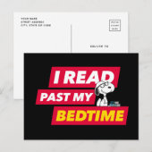 Snoopy "Ik heb mijn bedtijd gelezen" Briefkaart (Voorkant / Achterkant)