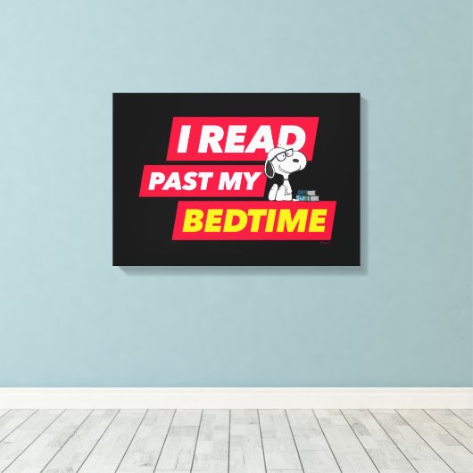 Snoopy "Ik heb mijn bedtijd gelezen" Canvas Afdruk (Insitu (Houten vloer))