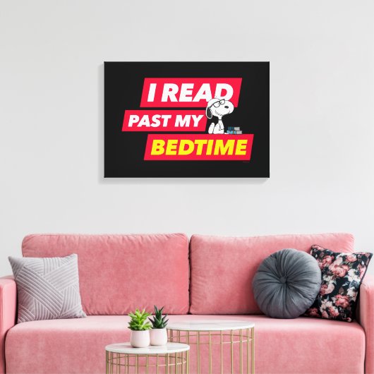 Snoopy "Ik heb mijn bedtijd gelezen" Canvas Afdruk (Insitu (Woonkamer))