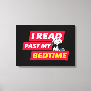Snoopy "Ik heb mijn bedtijd gelezen" Canvas Afdruk
