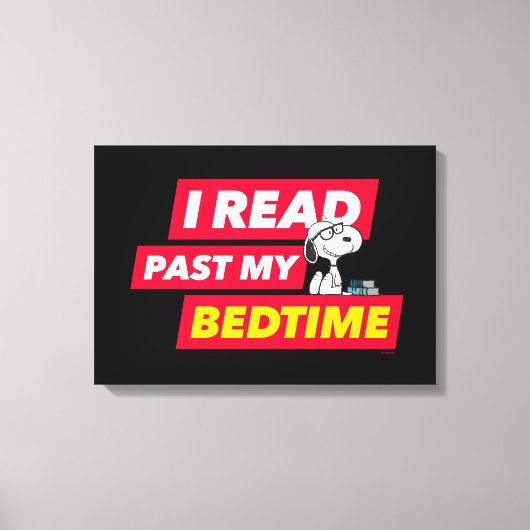 Snoopy "Ik heb mijn bedtijd gelezen" Canvas Afdruk (Voorkant)
