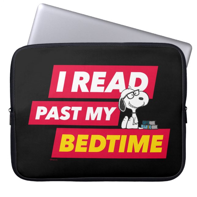 Snoopy "Ik heb mijn bedtijd gelezen" Laptop Sleeve (Voorkant)