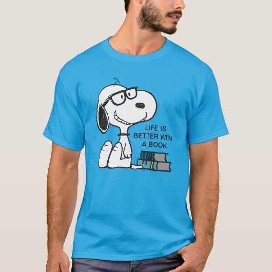 Snoopy "Ik heb mijn bedtijd gelezen" T-shirt (Voorkant)