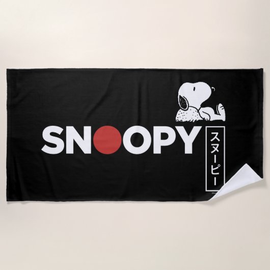 Snoopy Japanese Typography Graphic Strandlaken (Voorkant)