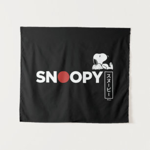 Snoopy Japanse Typografie Grafisch 2 Wandkleed