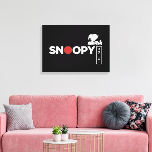 Snoopy Japanse Typografie Grafisch Canvas Afdruk (Insitu (Woonkamer))