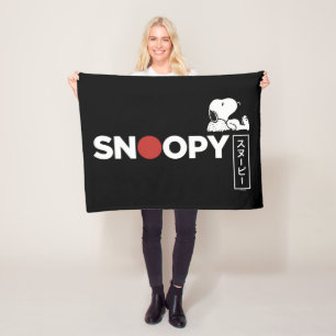 Snoopy Japanse Typografie Grafisch Fleece Deken