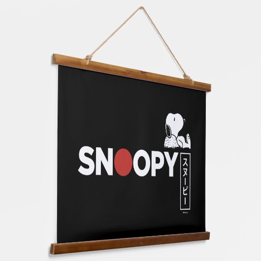 Snoopy Japanse Typografie Grafisch Hangend Wandkleed (Gebogen)