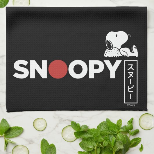 Snoopy Japanse Typografie Grafisch Theedoek (Gevouwen)