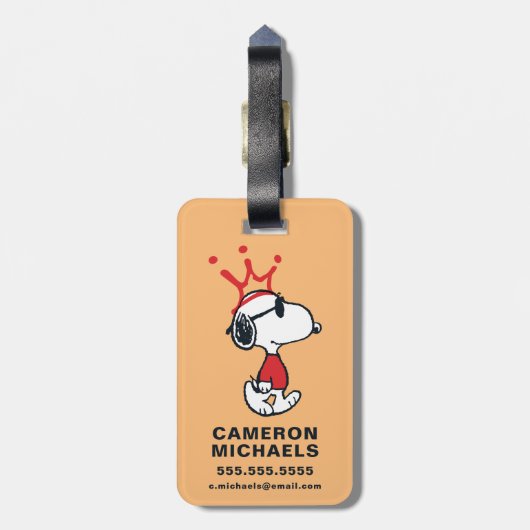 Snoopy - Joe Cool Crown Bagagelabel (Achterkant verticaal)
