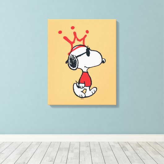 Snoopy - Joe Cool Crown Canvas Afdruk (Insitu (Houten vloer))