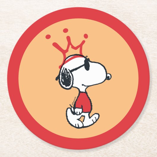 Snoopy - Joe Cool Crown Ronde Kartonnen Onderzetter (Voorkant)
