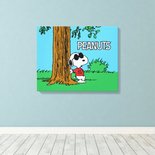 Snoopy "Joe Cool" Permanent Canvas Afdruk (Insitu (Houten vloer))