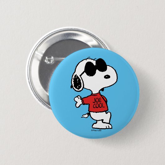 Snoopy "Joe Cool" Permanent Ronde Button 5,7 Cm (Voorkant /achterkant)