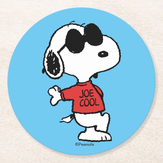 Snoopy "Joe Cool" Permanent Ronde Kartonnen Onderzetter (Voorkant)