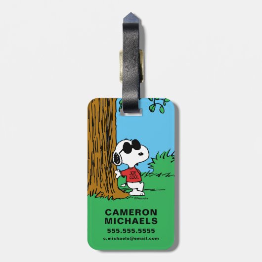 Snoopy "Joe Cool" Staand Bagagelabel (Achterkant verticaal)