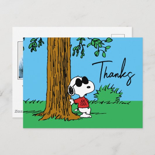 Snoopy "Joe Cool" staand | Dank u Briefkaart (Voorkant / Achterkant)