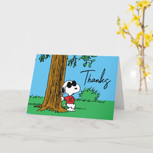 Snoopy "Joe Cool" staand | Dank u Kaart (Gele Bloem)