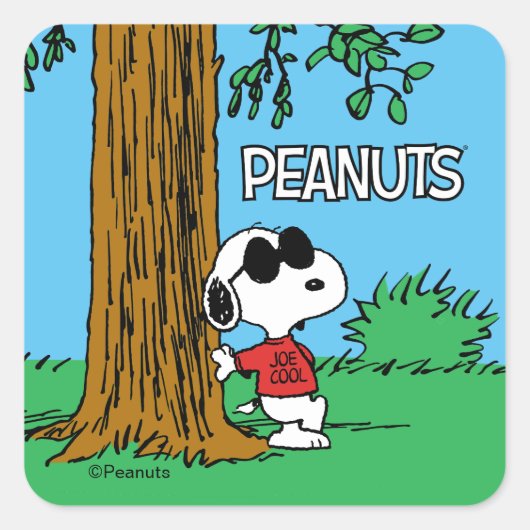 Snoopy "Joe Cool" Staand Vierkante Sticker (Voorkant)