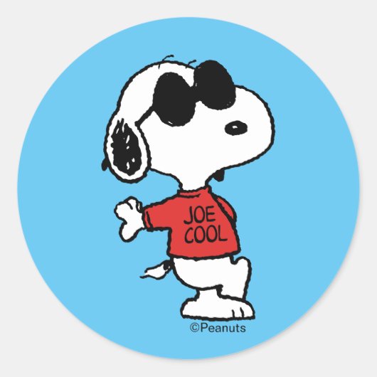 Snoopy "Joe Cool" Standing Ronde Sticker (Voorkant)