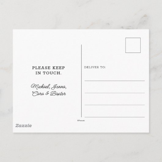 Snoopy "Joe Cool" | We hebben een nieuw adres Briefkaart (Achterkant)