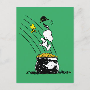 Snoopy Jumping in Pot of Gold Briefkaart