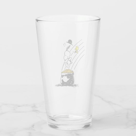 Snoopy Jumping in Pot of Gold Glas (Achterkant)