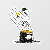 Snoopy Jumping in Pot of Gold Raamsticker (Vel)