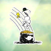 Snoopy Jumping in Pot of Gold Raamsticker (Vel 3)