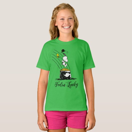 Snoopy Jumping in Pot of Gold T-shirt (Voorkant volledig)