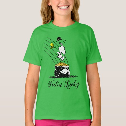 Snoopy Jumping in Pot of Gold T-shirt (Voorkant)