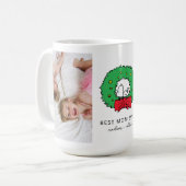 Snoopy Kerstkrans | Beste mam foto Koffiemok (Voorkant links)