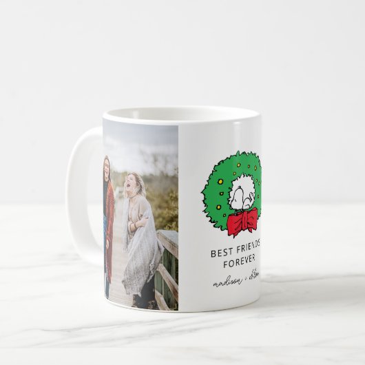 Snoopy Kerstkrans | Beste Vrienden Foto Koffiemok (Voorkant links)