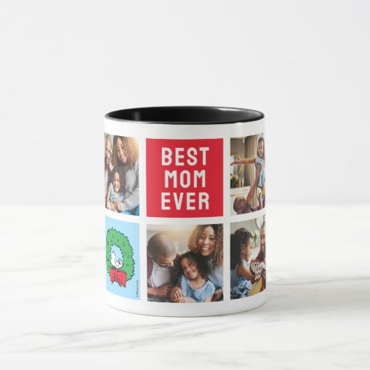 Snoopy Kerstkrans | Mam Fotocollage Mok (Midden)