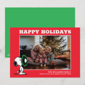 Snoopy Kerstmis Familie Foto Feestdagenkaart (Voorkant / Achterkant)