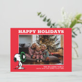 Snoopy Kerstmis Familie Foto Feestdagenkaart (Staand voorkant)