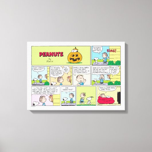 Snoopy & Linus | Het grote pompoen nieuws Canvas Afdruk (Voorkant)