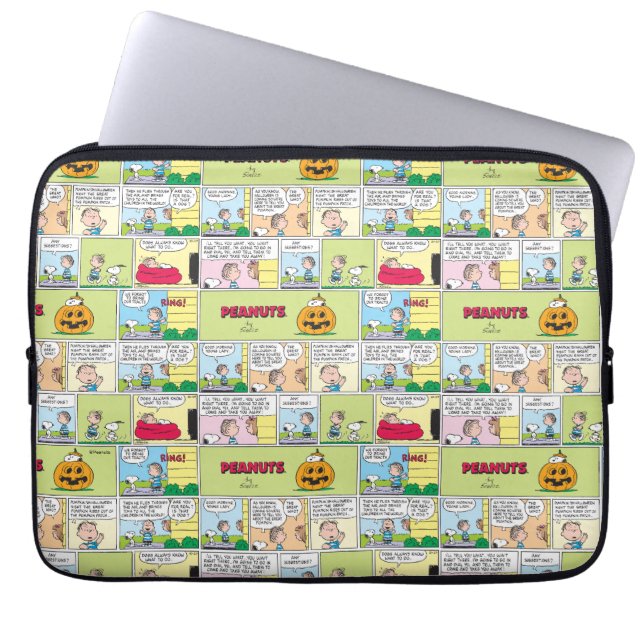 Snoopy & Linus | Het grote pompoen nieuws Laptop Sleeve (Voorkant)