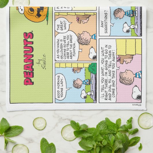 Snoopy & Linus | Het grote pompoen nieuws Theedoek (Gevouwen)